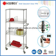 NSF Chrome Metal Bin Wire Storage Cart pour magasin / entrepôt